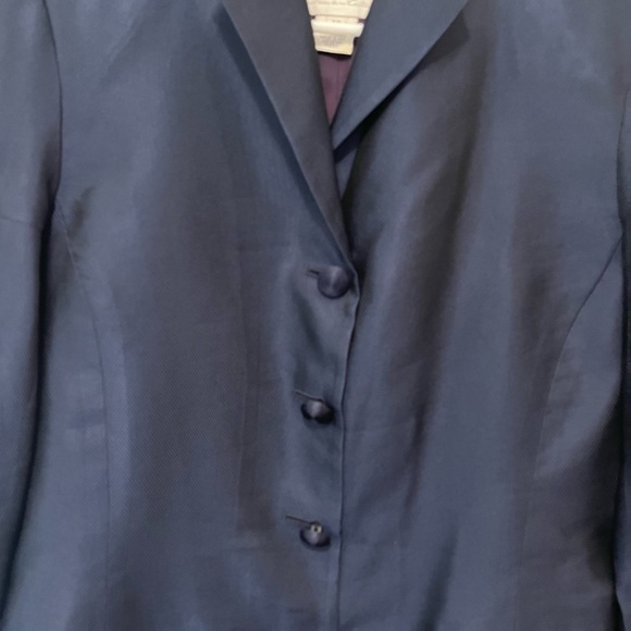 Oscar de la Renta Vintage Navy Blue Silk womens Blazer Evening Jacket - Picture 9 of 11